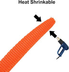 MECCANIXITY Braided Cable Sleeves Heat Shrinkable Fabric Sleeving, 3/8" 40ft Orange 2:1 Ratio Heat Shrinkable Cord Protector for Harness Cable, Network Cable Protection, Cable Management