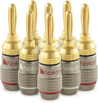 Nakamichi FanLock Excel Series 24k Gold Plated Banana Plugs 10 AWG - 18 AWG Gauge Size 4mm for Speakers Amplifier Hi-Fi Stereo Home Theatre Radio Audio Wire Cable Quick Connector, 8 Pcs (4-Pairs)