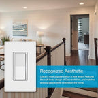 Lutron Claro Smart Light Switch for Caseta Lighting, for LED Lights, Fans, 5 Amp, Single-Pole/3-Way, Neutral Required, DVRF-5NS-GR, Gray