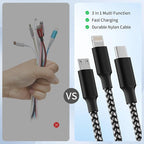 Firsting Multi Charging Cable,(2Pack 4FT) 3 in 1 Charging Cable for Multiple Devices, Nylon Braided Universal Charger Phone Charger Cord with Type-C,Micro USB,IP Port for iPhone16/15 Series/Phone&Pad