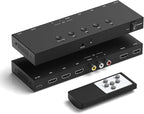Dingsun 3 Way HDMI 2.0+ RCA to 2 Way HDMI Converter for Fire Stick，ROKU, N64, NGC, Wii, PS2/3/4/5, Xbox Series, Xbox ONE, Switch ect.(4In to 2Out)