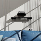 PzewMo Floating Metal Wall Mount Shelf,Shelf for Projector,TV Cable Box,Router,Speaker,Sound Bar,Camera,Gaming,Decor Display (1, Large)