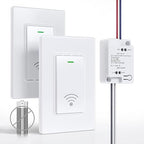 Wireless Light Switch and Receiver Kit (2V1), Self-Powered (No Battery Required), No WiFi Needed, Remote Control Lighting Switch for Indoor and Outdoor Light Fixtures