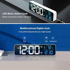 Digital Clock, Clock For Bedroom, Clocks For Living Room Decor, Desk Table Clock, Alarm Clock Large Display with Date Week Temperature, Automatic Brightness Dimmer, Smart Cool Modern (White Blue)