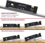 Digi-Pas DWL200 Electronic Torpedo Level, Protractor, Angle Gauge, Angle Finder, Bevel Gauge, Magnet, 0.1°, 7 inch