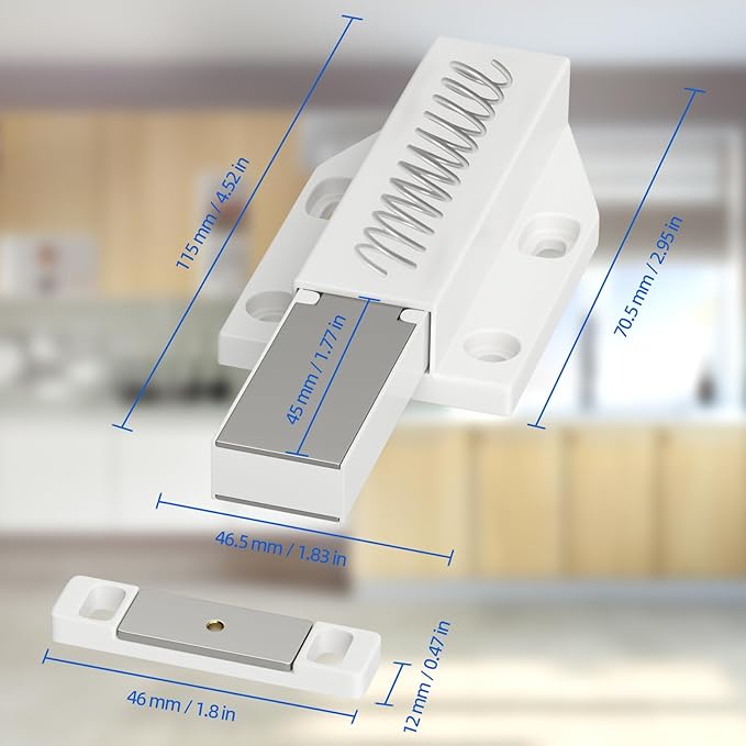 Push to Open Drawer Latch Jiayi 6 Pack Heavy Duty Magnetic Cabinet Latches for Large Door Push Release Magnet Latch Door Drawer Spring Opening Press Out Catch Kitchen Hardware