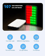 5000 mAh Portable Selfie Light for iPhone: RGB Rechargeable Phone Fill Lights, Ring Light for Camera Picture, Makeup Photo, Video Conferences, Laptop Use, Zoom Meetings, TikTok, Vlog Photography