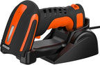Symcode Bluetooth 2D QR Barcode Scanner with Charging Stand,Industrial Dustproof and Waterproof 3 in 1 Compatible with Bluetooth & 2.4GHz Wireless & Wired Connection with Vibration Alert Orange
