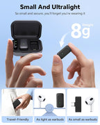 Jubolion Wireless Lavalier Microphone for iPhone/Android Phone/Laptop/PC, Mini Lapel Mic with 50H Battery Life Charging Case, 100FT Range and Noise Reduction, for Video Recording, Streaming, TikTok