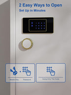 TIGERKING 17.6 Cu Ft Extra Large Home Security Safe – Touchscreen Lock, Heavy-Duty Steel Construction, Internal Compartment, Jewelry & Luxury Items, Ideal for Home or Office (White, Modern Design)