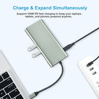 Vrebrey USB C Hub 11-in-1 Docking Station, Type-C Multiport Adapter with 4K HDMI, VGA, 100W PD, USB 3.0, RJ45 Ethernet, SD/TF Card Reader, AUX, Compatible with MacBook Pro/Air, Chromebook, Laptops