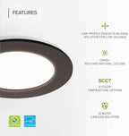 ASD 1 Pack LED Recessed Lighting 4 Inch 12W, 5 CCT 2700K-5000K CRI90+, IC Rated Ultra Thin Dimmable Ceiling Lights with J Box, Canless Wafer Downlight, Round Slim Panel Light, UL Listed, Bronze
