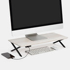 Anji Mountain Monitor Stand - Desktop Organizer & Laptop Riser, Ergonomic Monitor Riser, Space-Saving Monitor Stand for Desk, Durable Construction, Easy Assembly, Ideal for Home & Office,White Wash