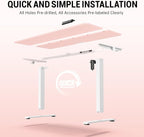 Veken 55 Inch Large Electric Standing Desk, 4 Memory Heights Adjustable,Sit to Stand Up, Work Home Office Computer Table for Study, Walking Pad, Writing, and Games, Wooden Desktop Desks, Pink