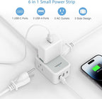 Ultra Thin Flat Extension Cord 10 FT, TESSAN Small Flat Plug Power Strip with 3 USB Charger (1 USB C), 3 Outlets Desk Charging Station, 10 Feet Long Slim Plug for Travel, Dorm Room, Office Essentials
