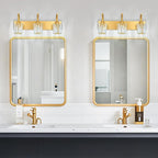 FDPBY Modern Bathroom Vanity Light, 3-Light Gold Wall Sconce with Crystal Accents, Over Mirror Bathroom Lighting Fixture, 23.62" Long Dimmable Vanity Lamp for Makeup, Easy Installation