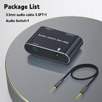 Audio Switch 3.5mm Bi-Direction Switch,Stereo Audio Switcher 2 in 1/1 in 2 Out,A udio Swit ch Headphone Manual Selector Splitter for PC Phone Laptop Headphone(Black)