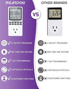 Outlet Timer, NEARPOW Multifunctional Programmable Timer with Countdown and 7-Day Digital Infinite Repeat Cycle Intermittent, 19 ON/Off Programs for Electrical Outlets, 3 Prong, 15A/1800W