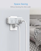Multi Plug Outlet Extender, TESSAN Surge Protector Wall Plug Splitter with 5 Electrical Outlet Expander, Multiple Plug Adapter for Travel Home Office