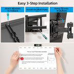 HOME VISION Full Motion TV Wall Mount for 32-85 inch TVs up to 132lbs, Fits 8”/ 12” /16” Wood Studs, TV Mount Wall Bracket with Dual Articulating Arms, Swivel, Tilt, Max VESA 600x400mm