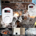 Carbon Monoxide Detector Insertion, Vzmcov CO Detector, LED Display Screen Voice Alarm, Suitable for Home Kitchen, Office, Hotel Garage, Living Room, Bedroom -1 Package (co, 3 of Them)