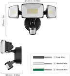 Onforu 2 Pack 100W 11000LM LED Motion Sensor Outdoor Lights, Dusk to Dawn Flood Lights Outdoor Motion Sensor, Hardwired Security Light Floodlights Outside 6500K Daylight IP65 Waterproof (Black)