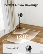 AIRMATE Standing Fan for Bedroom, (60°/90°/120°) Oscillating Fan with Light, Digital Display, (12-43") Adjustable Height, 16 Speeds, 12H Timer, 25dB, 92ft Quiet Pedestal Fan with Remote, DarkGrey