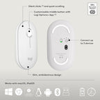 Logitech Pebble 2 Combo, Wireless Keyboard and Mouse, Quiet and Portable, Customizable, Logi Bolt, Bluetooth, Easy-Switch for Windows, macOS, iPadOS, Chrome - Tonal White