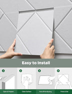 Topnaca Decorative Acoustic Soundproof Walls Panels for Room, 12 Pack White Self Adhesive Sound Absorbing and Noise Reducing Tiles for Studio, Bedroom, Home Office, Ceiling, Pared, 12"x12"x0.4"
