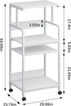 Arbuxzuy 4-Tier Printer Stand with Storage Shelf, Mobile Printer Table for Home Office, Adjustable Stand for Printer, Scanner, Fax (White)