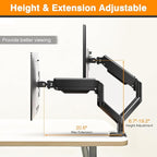 XEVKZO Dual Monitor Arms, Gas Spring Monitor Arms for 2 Monitors up to 34" Curved/Flat, 22lbs per Arm, VESA Mount 75x75 100x100mm, C-Clamp & Grommet Base, Adjustable Tilt/Swivel/Rotation