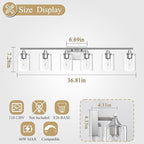 XPEHK 6-Light Bathroom Lighting Fixtures Over Mirror,Brushed Nickel Light Fixture Bathroom,Vanity Light with Clear Glass Shade,Modern Wall Lights for Mirror Bedroom Living Hallway