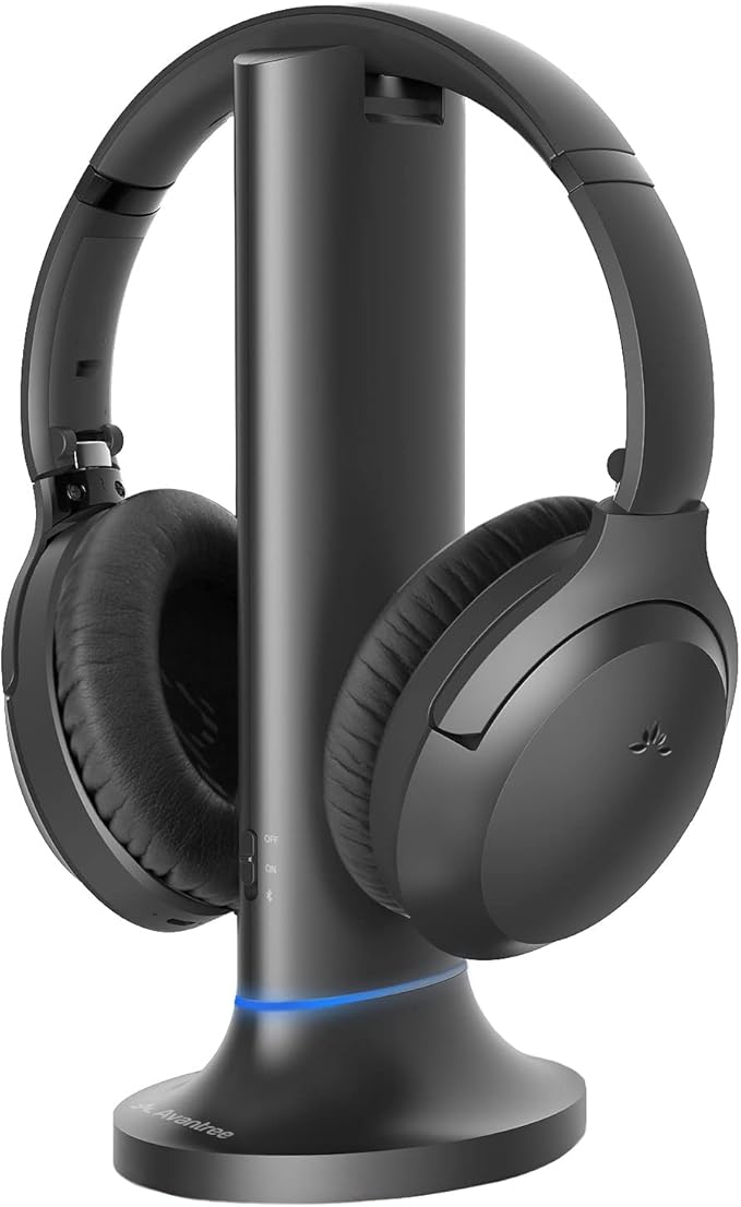 Avantree Opera - Wireless Headphones for TV Watching with Clear Dialogue, Compatible with TVs Equipped with Optical or AUX Audio Output Ports, Passthrough, Enhanced Volume & Comfortable for Seniors