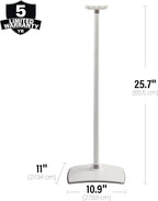 Sanus Height Adjustable Speaker Stands for Sonos Era 300™ - 17" Height Adjustment Sonos Stand Includes Carpet Spikes & Rubber Pads - Easy DIY Install Comes w/All Hardware - White Pair