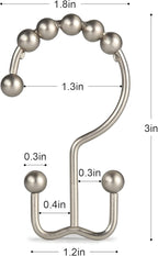 Shower Curtain Hooks, Goowin Shower Curtain Rings, Stainless Steel Shower Curtain Hooks Rust Proof Free Sliding Double Shower Hooks for Curtain, Shower Curtains & Liners (Matte Nickel)