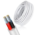 22 Gauge 2 Conductor Electrical Wire, 49.2FT Low Voltage 22/2 Tinned Copper Stranded 2 Wire Cable, 22 AWG White Flexible Extension Power Cord for Automotive, LED Lamp, Outdoor Landscape Lighting Etc