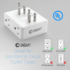 Unidapt Multi Plug Outlet Splitter, Multiple Outlets Extender Adapter with 6 AC Power Socket, Side Splitter Box, Wall Tap Plug Expander for Home Hotel Office Dorm Essentials, 2-Pack