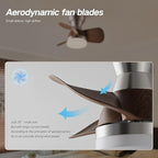 Myleoron 20 Inch Ceiling Fan with Light，3 Blades，Silver with Light with Remote Control Small Ceiling Fan ， Suitable for Living Room, Dining Room，Bedroom
