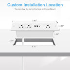 Recessed Power Strip, Furniture Plug in 3 Outlets & Fast Charging 20W PD USB-C Port & 18W/3A QC3.0 USB-A Ports Drawer Outlet with 10 FT Flat Extension Cord, White Desk Grommet Outlet for Table Top