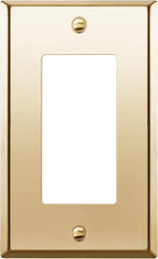 ENERLITES Decorator Switch or Outlet Metal Wall Plate, Stainless Steel Outlet Cover, Corrosion Resistant, Size 1-Gang 4.50" x 2.76", Stainless Steel 201, 7731-PB, Polished Brass, Gold