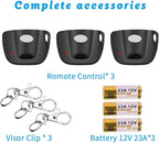 3-Pack 300MHz 10 dip Switch for Multicode Garage Gate Door Opener Remote Control, Replacement for 3089,3070,3060,308911,MCS308911,MCS306010,MCS3070 Gate Clicker with Keychain.