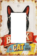 Bvtewkhz Black Cat Vintage 1 Gang Single Rocker Decorative Outlet Covers Light Switch Plate Electrical Receptacle Switchplate For Bathroom Kitchen Bedroom