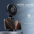 GOCKERA Portable Fan, 4200mAh Battery Operated Fan, 5 Speeds&Digital Display, Makeup Fans for Women with Base, 180°Foldable 3in1 Handheld/Neck/Desk Fan for Outdoor Indoor,Ultra Quiet (Black)