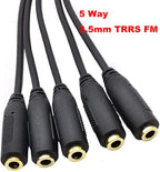 Kework 12 Inch 1/8” 3.5mm TRRS Splitter Audio Cable, 1 Male to 5 Female 3.5mm Plug Extender Headphone Cable, 3.5mm 4 Pole Stereo Jack Extension Adapter Headset Aux Cable, Support MIC