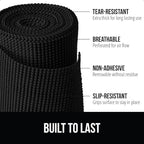 GORILLA GRIP powerGRIP Drawer Shelf and Cabinet Liner, Thick Strong Hold, Non-Adhesive Liners Protect Kitchen Cabinets and Cupboard, Bathroom Drawers, Easy Install, Breathable Mat, 17.5" x10', Black