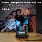 1Mii B06TX+ Long Range Bluetooth 5.2 Transmitter for TV/PC/Projector to 2 Wireless Headphones/Speakers, Bluetooth Adapter for TV w/Screen Display, Plug n Play, aptX Low Latency & Adaptive & HD Audio