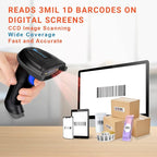 Tera Pro 1D Wireless Barcode Scanner 3 in 1 Bluetooth & 2.4G Wireless & USB Wired CCD Cordless 2500 Pixel Bar Code Reader with Battery Level Indicator for Windows Mac Android iOS Model T5100C