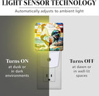 PODMemory Rooster Stained Glass Night Lights Plug into Wall for Room, Rooster Night Light LED for Bedroom
