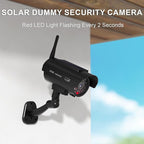 WALI Dummy Fake Camera, Solar Powered Fake Security Camera with LED Light, Simulated Surveillance Security CCTV Dome Cameras with Antenna and Warning Sticker Indoor Outdoor (SOL-TCB4), 4 Packs, Black