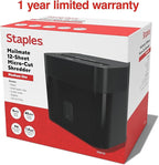 Staples 12-Sheet Micro-Cut Shredder – Compact High-Security Shredding for Home & Office